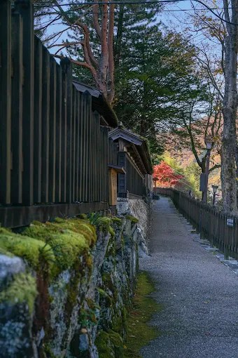 A walkway along the old Fukushima checkpoint site, Fukushima Sekisho Ato