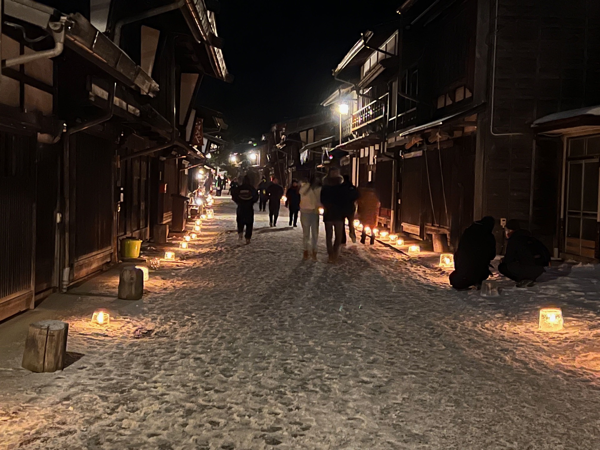 Narai-juku's lantern-lit street at night
